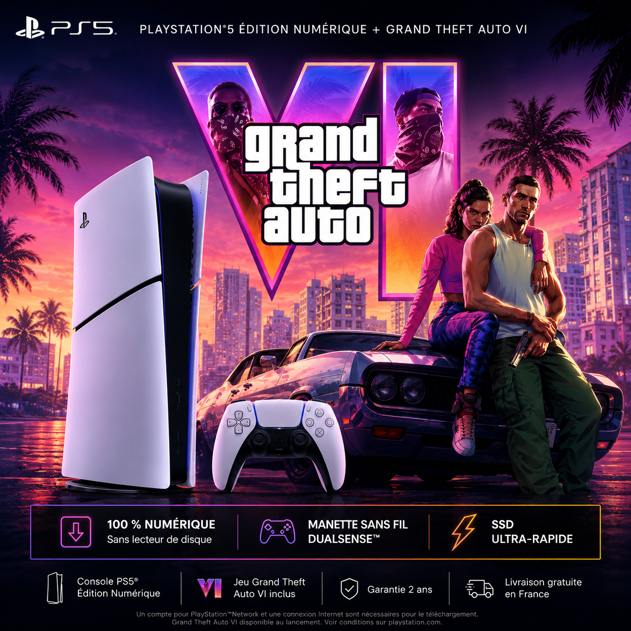 PlayStation 5 Édition Numérique + GTA VI